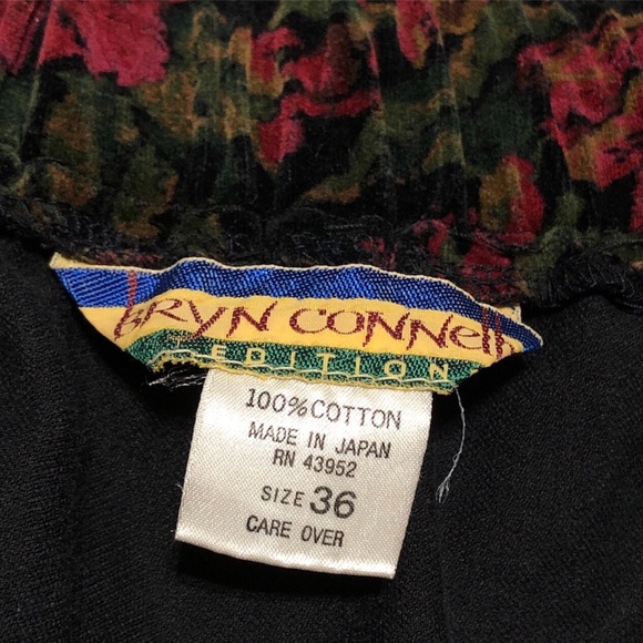 Vintage Bryn Connelly Velvet Rose Print Midi Skirt - Picture 8 of 11